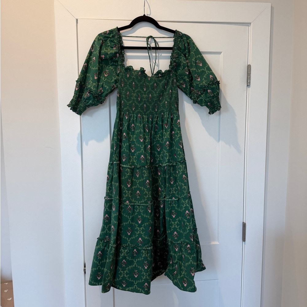 Hill House Nesli Dress Emerald Trellis Medium